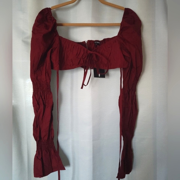 Meet Me At Brunch Crop Top (Wine) - Picture 3 of 7